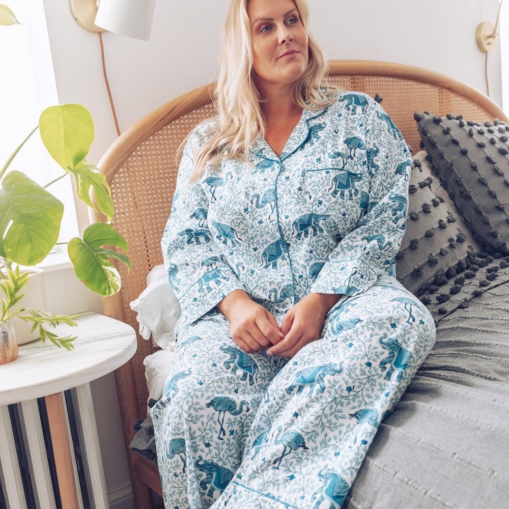 PRINTFRESH FLAMENCO LONG SLEEP SET IN PALE BLUE SIZE LARGE